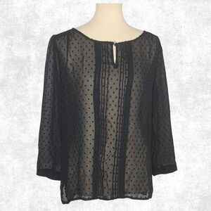 Black Sheer Swiss Dot New York & Company  Size M  Wednesday Addams Dark Academia